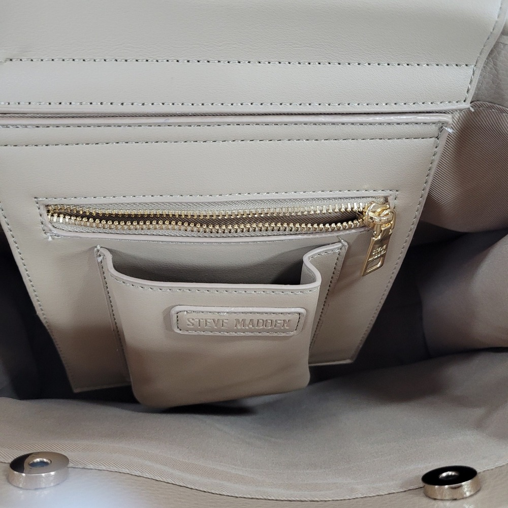 Steve Madden Satchel Bwebber-EL Sandstorm Beige Logo Strap Pouch Bag DT623705 OS - Picture 10 of 16